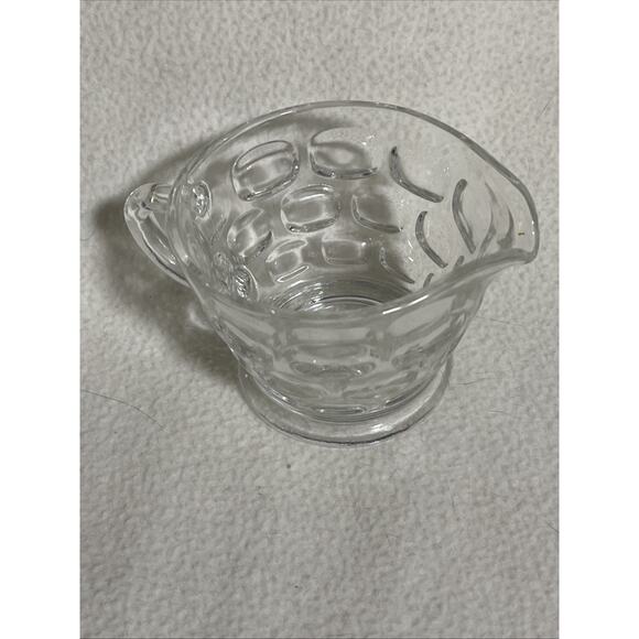 Vintage Clear Glass Thumbprint Pattern Creamer - Picture 3 of 6